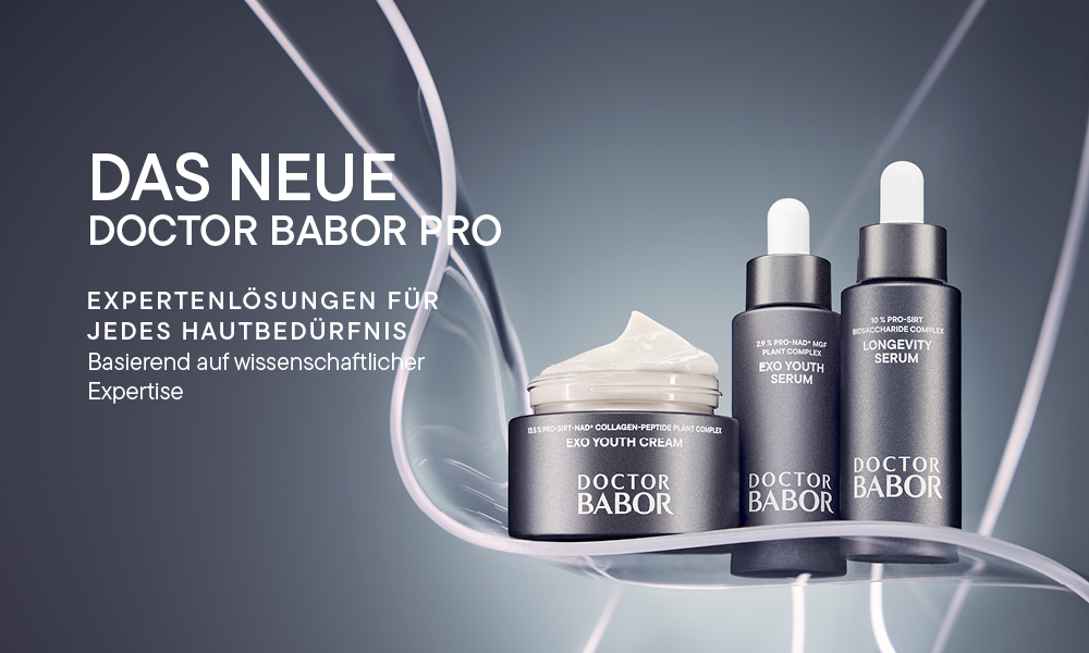 Banner Das neue DOCTOR BABOR Pro mit Exo Youth Cream, Serum und Longevity Serum